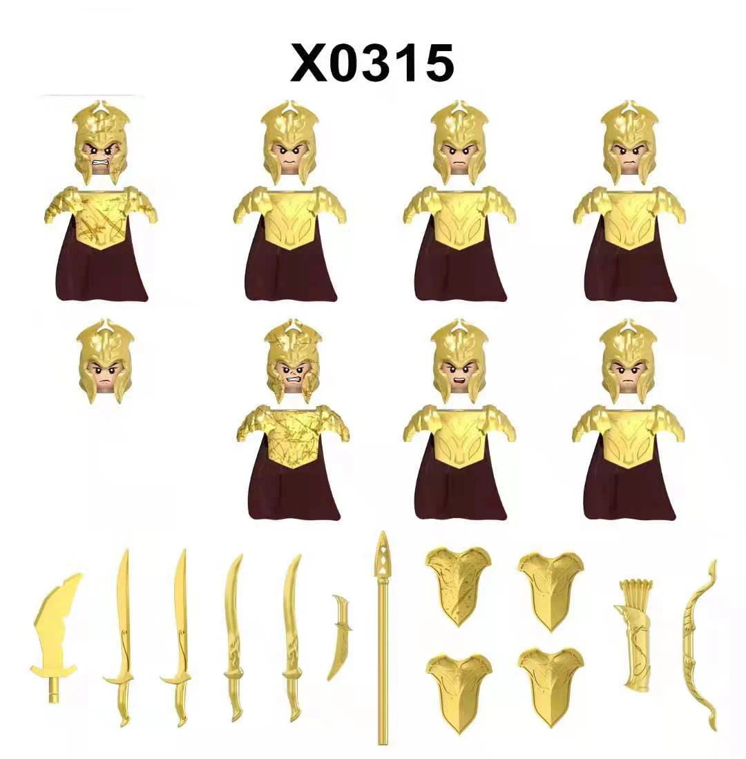 

Single Medieval Knight Gondor Fountain Guard Sword Lancers Action Figures accessories Building Blocks toys Series-104 X0315