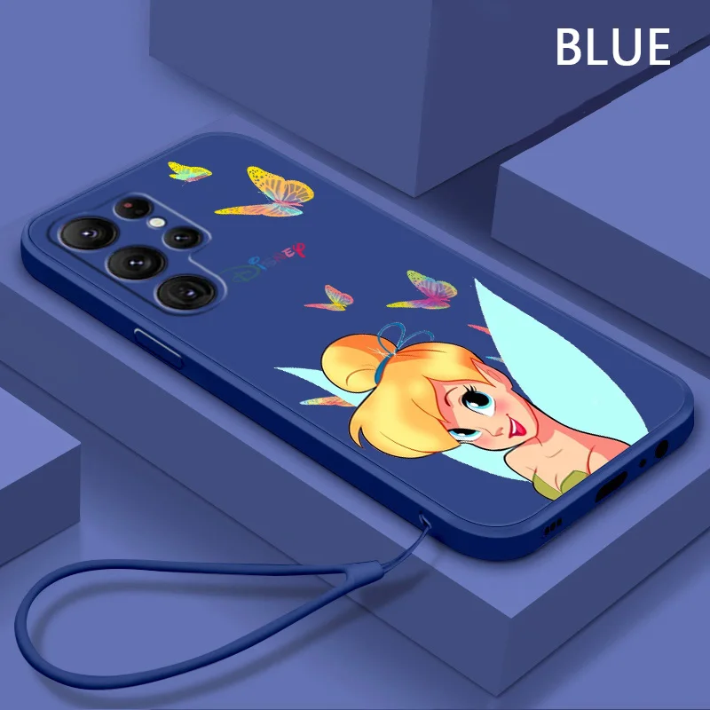 

NEW Disney Tinkerbell Phone Case For Samsung Galaxy S10 S10e S20 S21 S22 Plus Lite Ultra FE 4G 5G Liquid Rope Cover