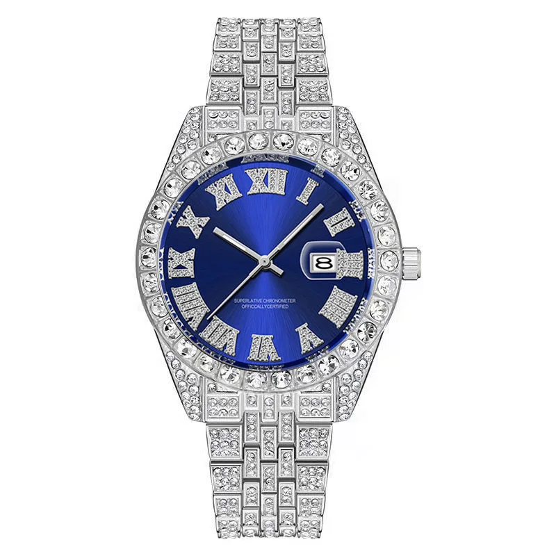

Hip Hop Watch For Men Reloj Hombre Luxury Brand Full Diamond Golden Date Quartz Watches Relogios Masculino Montre Homme 1516