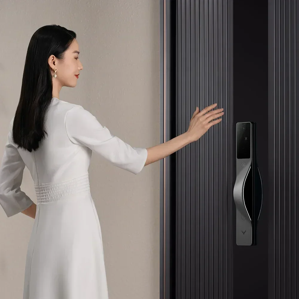 Фото Умный замок Lockin V5 Max с 3D-распознаванием лица, сканером пальмовых вен, экраном с функцией «кошачьего глаза», умным паролем и поддержкой приложения Smart Link для открытия левой двери. №3