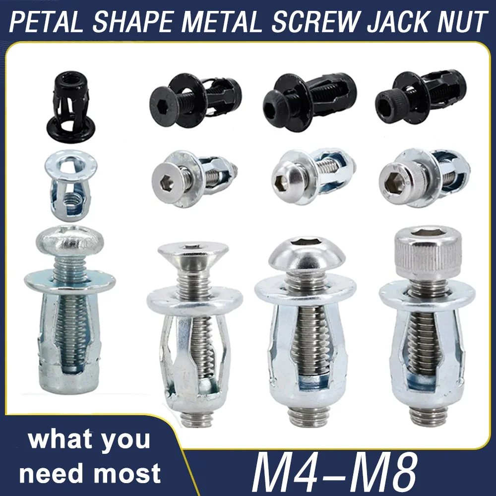 

M4 M5 M6 M8 Metal Expansion Screw Nut Kit Petal Shape Rivet Nut Hex Bolt License Plate Panel Fix Clamp Lock Rivetnut Jack Nuts