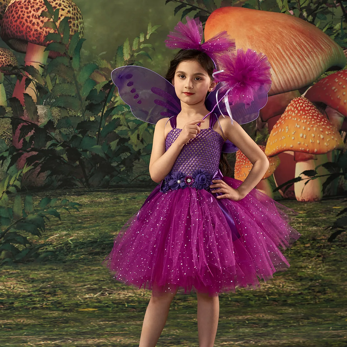 

2023 Halloween Cosplay Children's Dress Butterfly Wing Fairy Style Mesh Tutu Princess Birthday Christmas Party Girls Dresses
