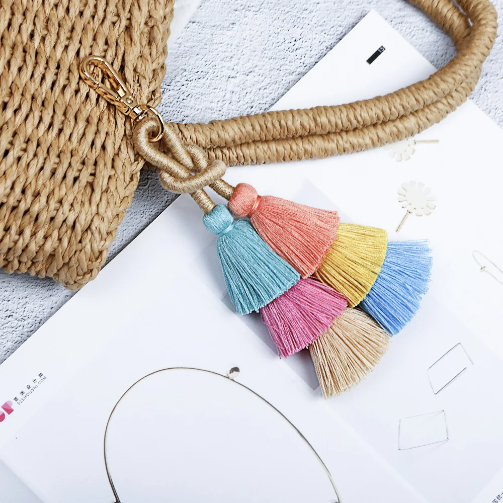 2 Pcs Handmade Colorful Tassel Charm Pendant for Women Handbag& Purse Totebag Ornament