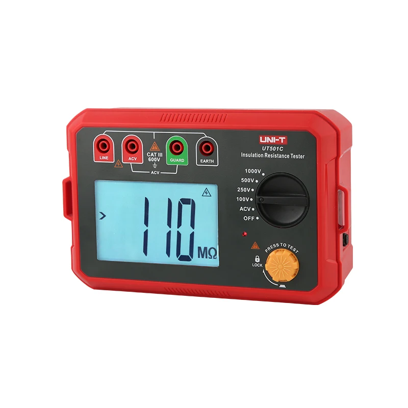 UNI-T Digital Megometer UT501C Insulation Resistance Tester 100-1000V Megger Meter Megoommeter Ohm Tester Voltmeter