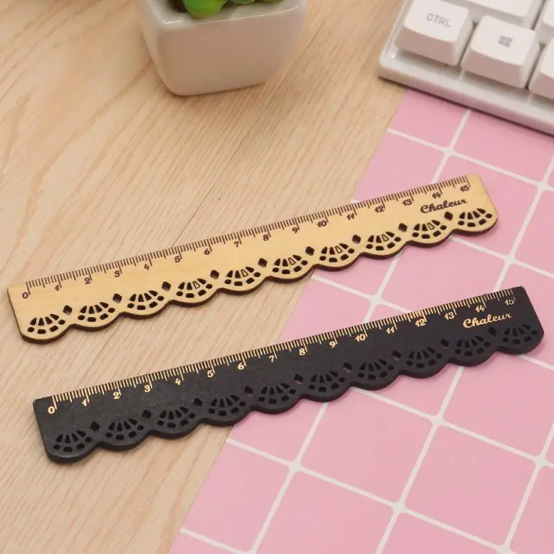 

Cute Retro Lace Log Ruler 15Cm Student Ruler School Accessories