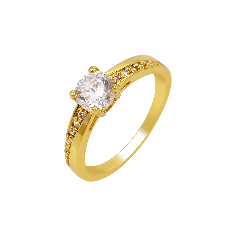 

24K Solid Gold Rings Wedding Engagement Ring Diamond
