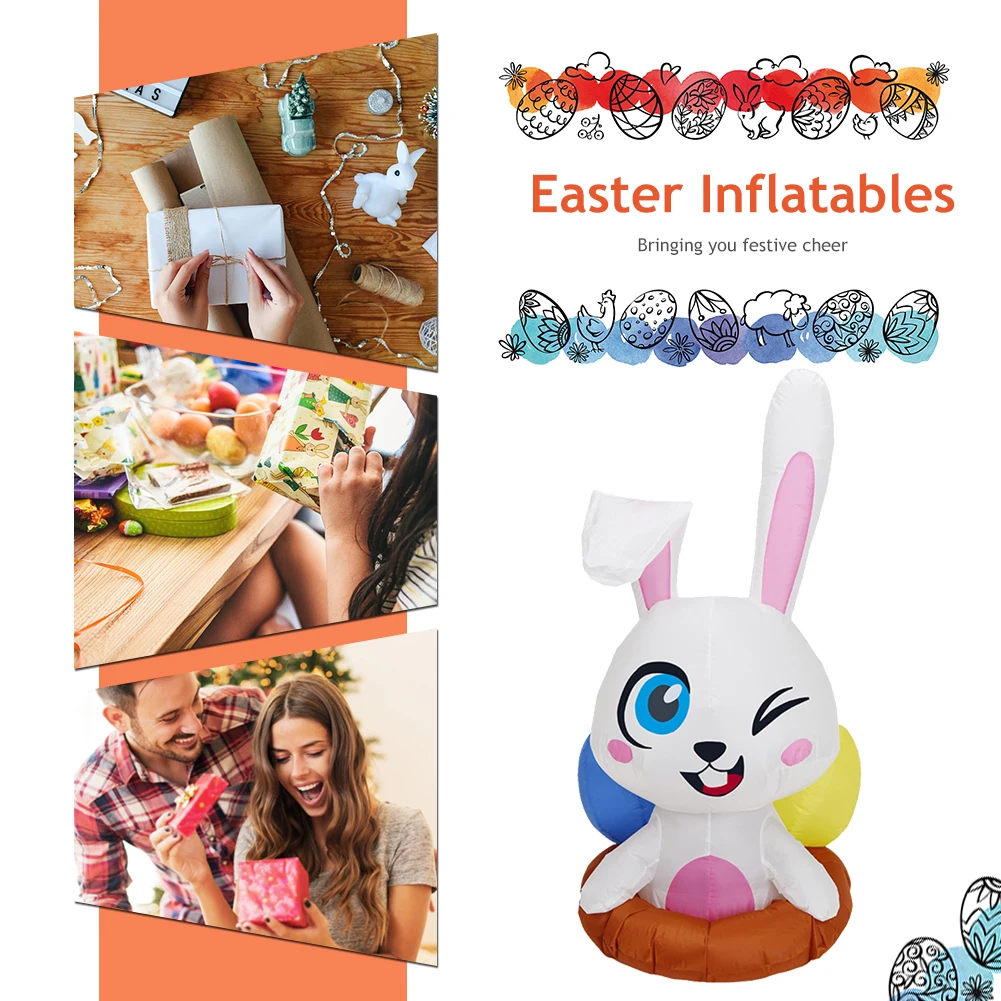 

Светодиодная подсветка, надувная модель кролика, светящийся кролик, надувной орнамент, реквизит для вечеринки, мультяшный полиэстер для ук...