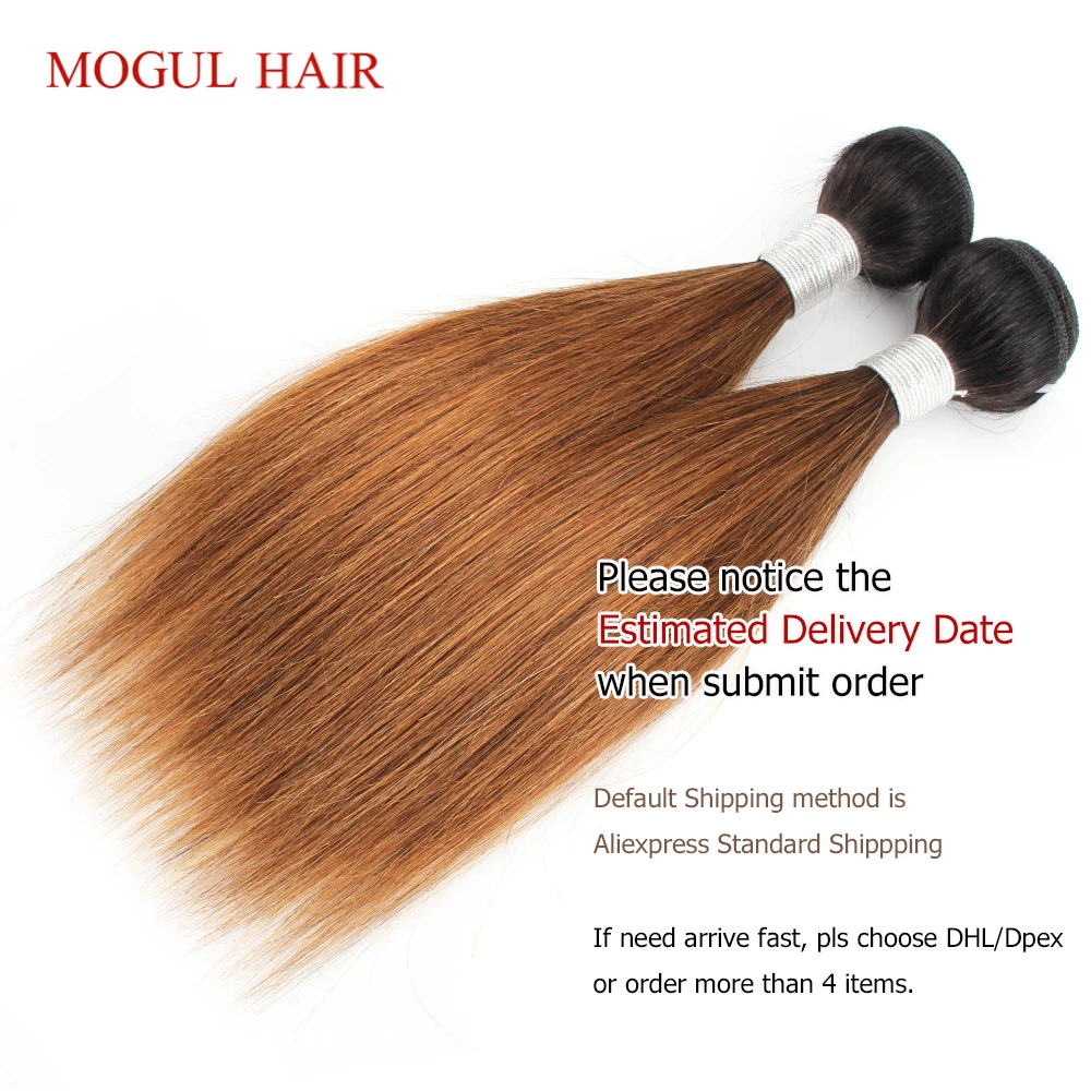 MOGUL HAIR Ombre Honey Blonde Weave Dark Brown Natural Black 1B 613 Indian Straight Remy Human Hair Extension 10-28 inch