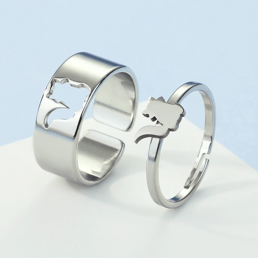 

2 Pcs Raccoon Ring Set For Couples Matching Rings For Him For Her Cute Animal Ring Anniversary Dainty Stacking Ring Couple Gift