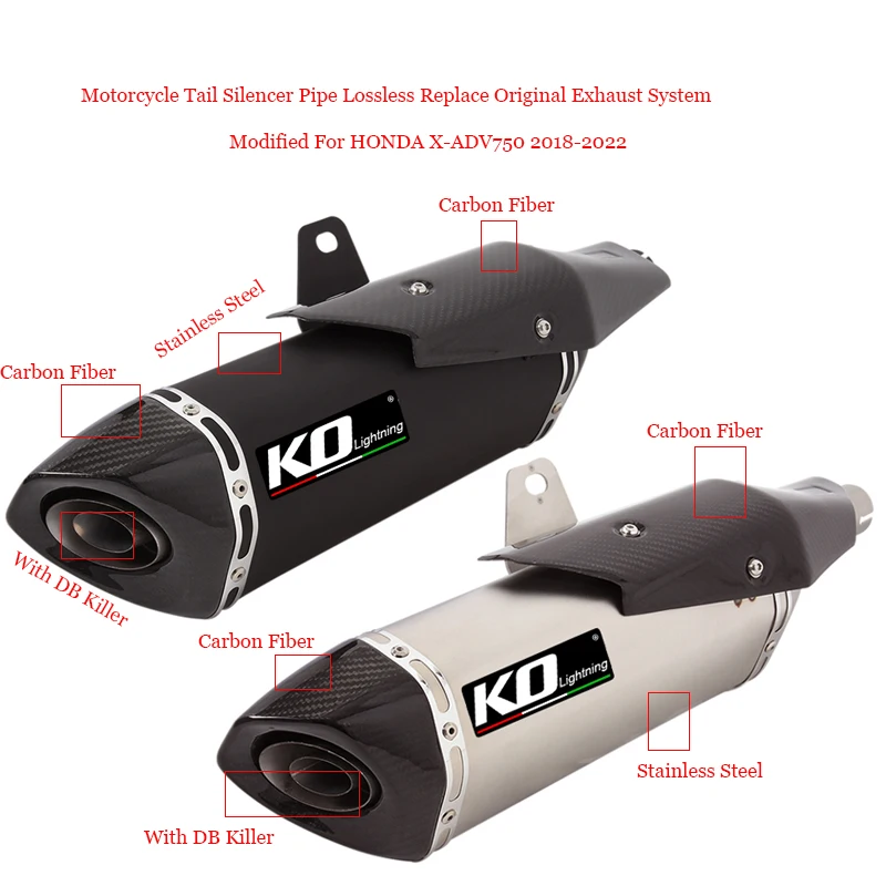 

Exhaust Silencer Tip Pipe Delete Replace Original Motorcycle Tail Muffler Tubes System Modified For HONDA X-ADV750 2018-2022
