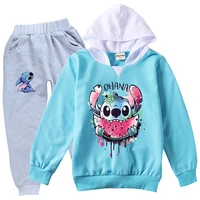 2022 disney stitch brand new hoodie kids pullover sweatshirt pants 2 piece boy cartoon boutique toddler girls costume