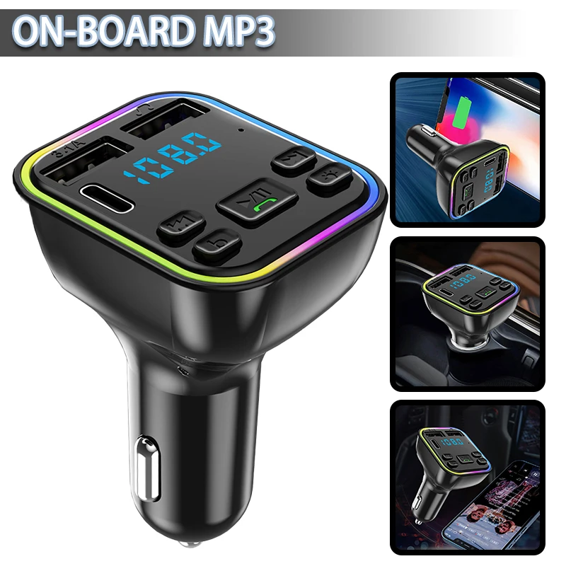 

New 1pc DC12V-24V Car MP3 Player Portable Wireless 5.0 FM Transmitter Adapter Dual USB Ports Automobile PD Charger