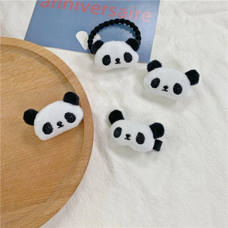 

Lovely Plush Panda Shape Hair Hoop Elastic Hair Rope Christmas Party Costume for Head Band Brooch for Children Adult