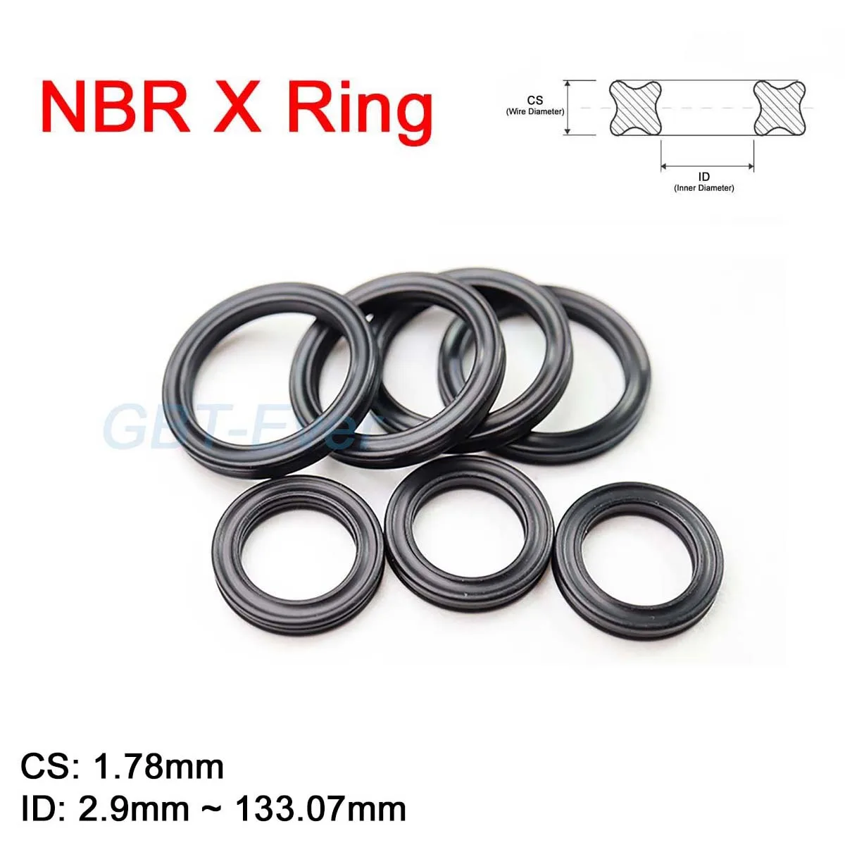 

Кольцевые уплотнения NBR X CS 1,78 мм, черная прокладка X-образного кольца из нитрил-бутадиеновой резины для гидравлических цилиндров, поршневые стержни, внутренний диаметр 2,9 мм ~ 133,07 мм