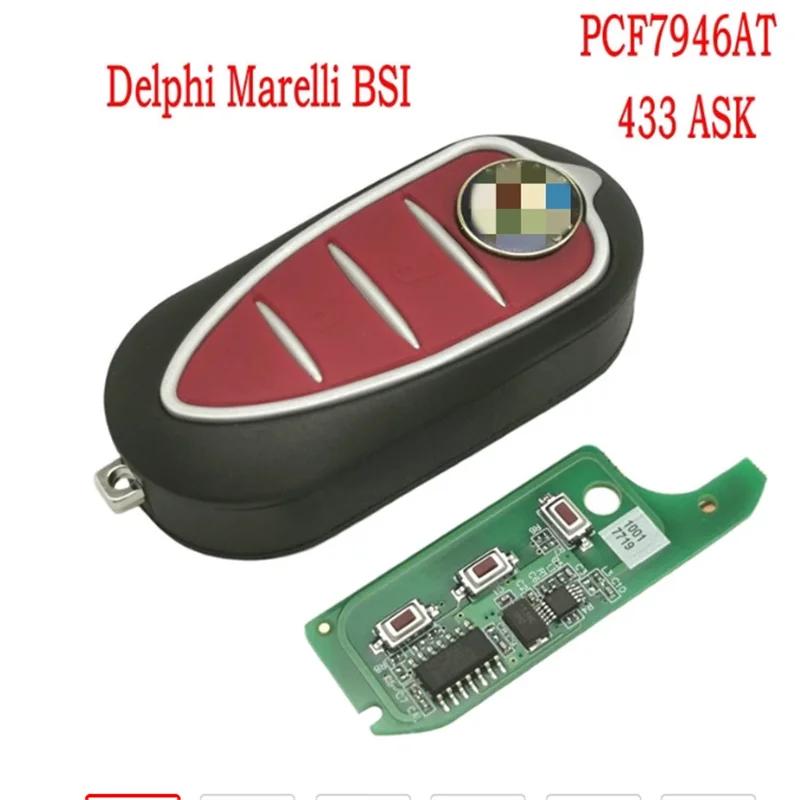 

2pcs Car Remote Key For Alfa Romeo 159 Mito 2008+ Delphi Giulietta Genuine Marelli PCF7946AT 433ASK Replace Flip Key