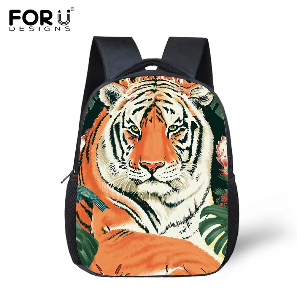 "Наплечные сумки FORUDESIGNS с 3D принтом тигра, повседневный Детский рюкзак для детского сада, водонепроницаемая сумка для малышей"