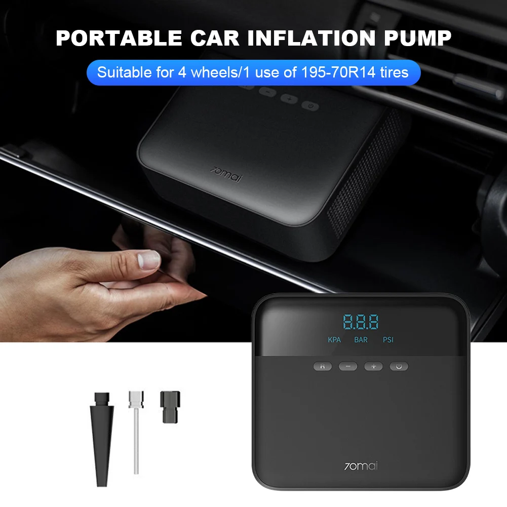 

70mai Air Pump 12V Digital Tire Inflator LED Display Electric Car Pump Portable for Motorcycle Bicycle for Car Auto Maintenance