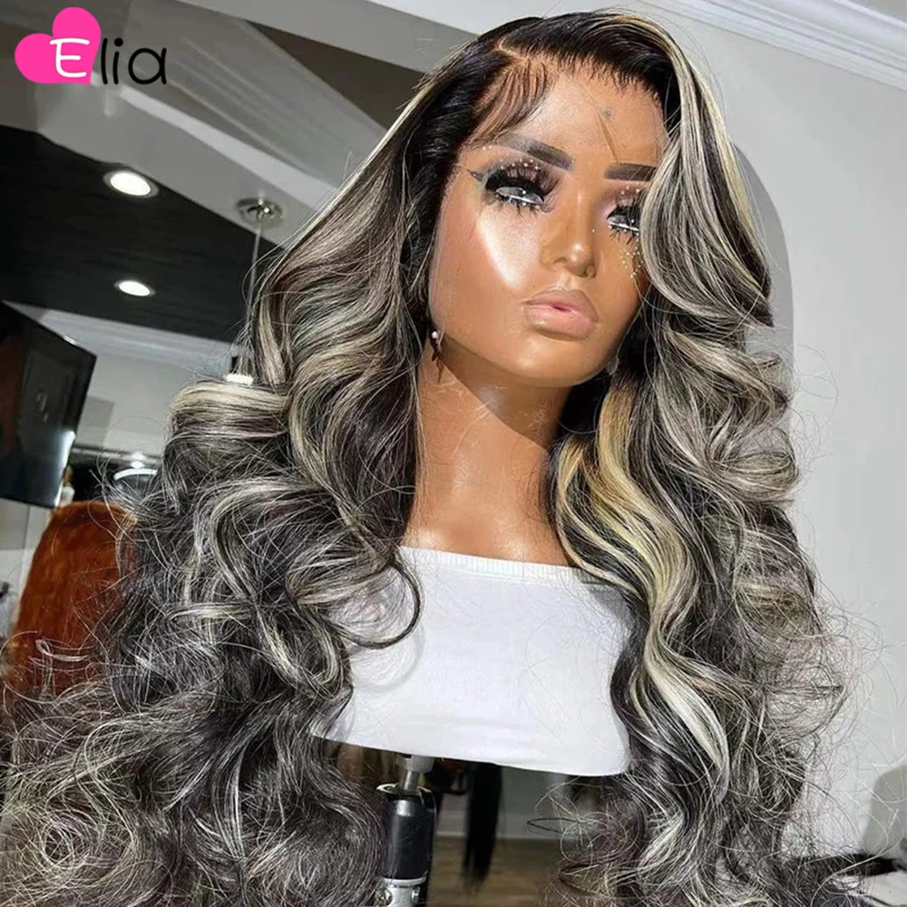 

Хайлайтер, парики из человеческих волос для женщин, цветной парик, волнистые волосы, передний парик, прозрачные парики на сетке спереди