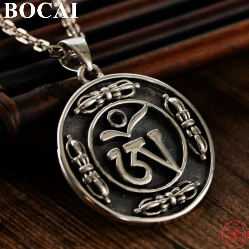 

BOCAI S925 Sterling Silver Pendants 2022 New Fashion Six Syllable Mantra Vajra Pure Argentum Amulet Jewelry for Women Men