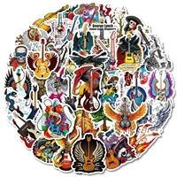 50 pcs rock series musical instrument stickers diy water cup suitcase helmet guitar skateboard decorative stickers