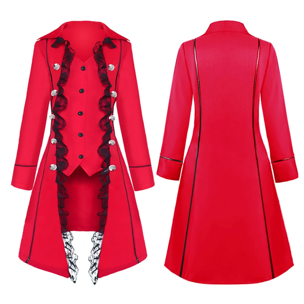 Женское модное однотонное пальто Medievals с V-образным вырезом и длинным рукавом