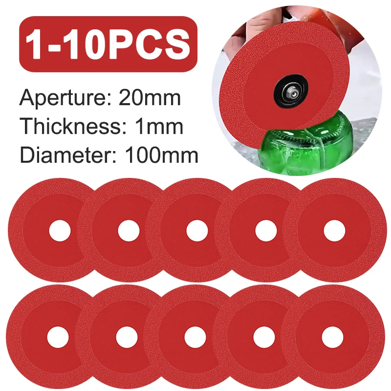 

100mm Wine Bottles Cutting Wheel DIY Grinding Multifunctional Ceramic Tile Polishing Blade for Angle Grinder Rotory Tools Red