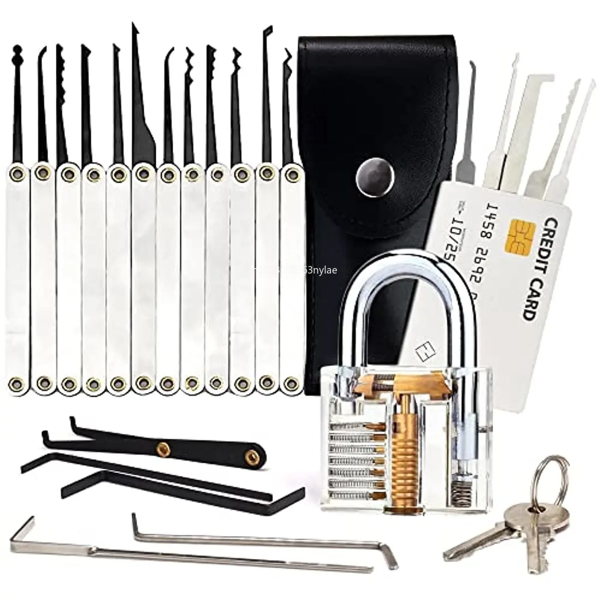 Lock Picking Kit Practice Tools with Clear Transparent Padlock Unlocking Tool Kit for Beginner