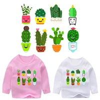 iron on patches washable patches lovely cactus iron patches for kids clothing thermo stickers diy accessories on shirt stripe
