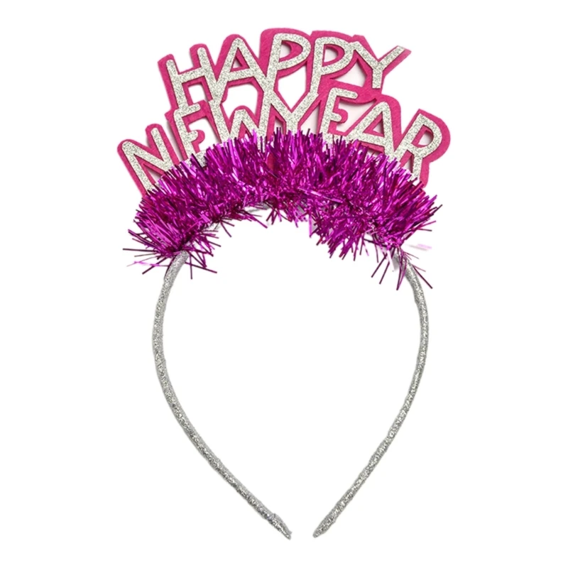 

Adult Kids Cute Shinning HAPPY NEW YEAR Shape Headband Festival Hair Hoop for Party Performances Unisex Headpiece