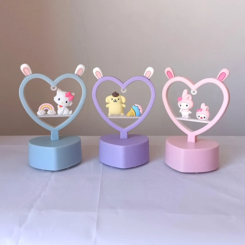 2022 Sanrio мечтательный атмосферный светильник в форме сердца Hello Kitty Kuromi My Melody мини