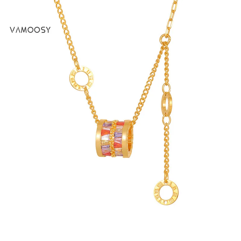

Vintage Gold Necklaces for Women Trendy Small Colorful Zircon Pendant Layered Tennis Choker Female Boho Wedding Jewelry