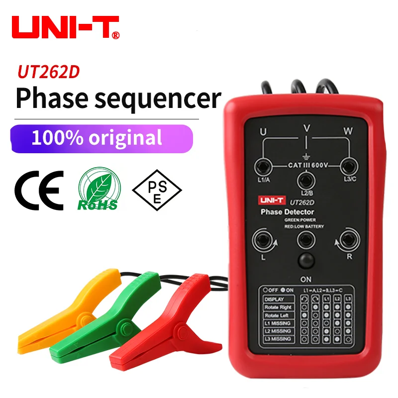 

UNI-T UT261A phase sequence tester lack phase meter motor rotation indicator AC 40 700V 90 600V UT261B