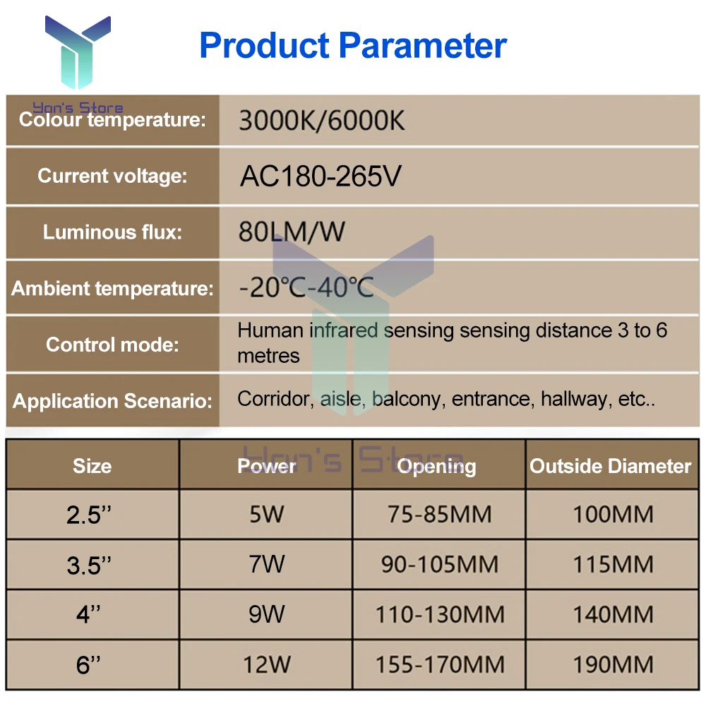 1 шт. встроенный светильник с PIR-датчиком движения