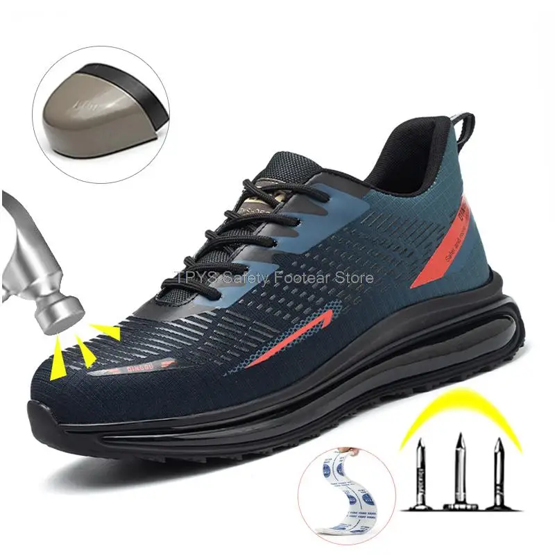 

Новые рабочие ботинки с воздушной подушкой, мужские рабочие ботинки со стальным носком, неразрушаемые рабочие ботинки, мужские защитные бо...