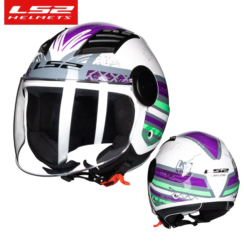 ls2562 half face motorcycle helmet 3/4 half face helmet dirt bike helmet dot standard bike helmet with visor summer helmet enlarge