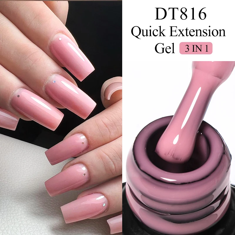 MEET ACROSS 7 мл Гель-лак для быстрого наращивания ногтей телесного цвета розовый