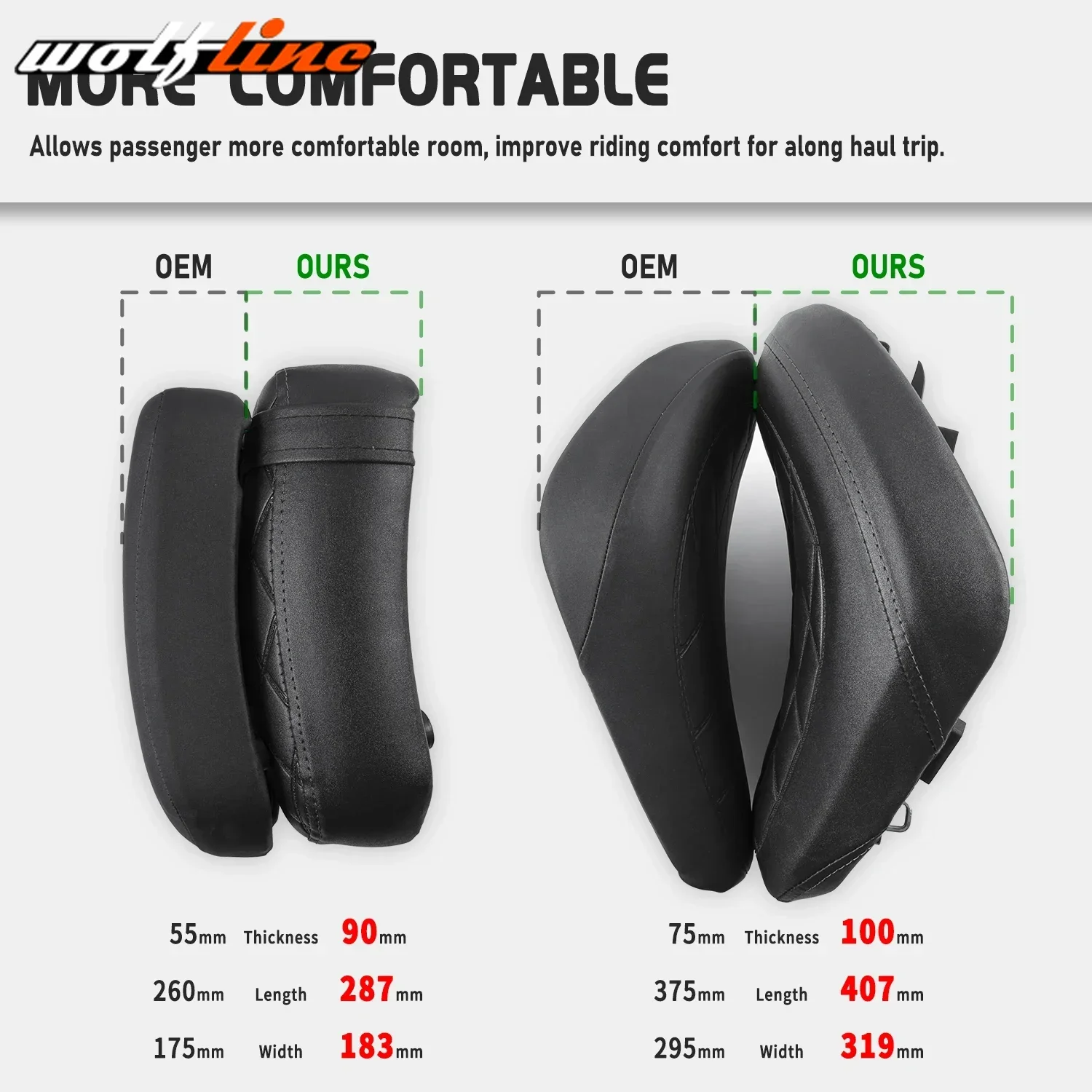 Фото Сиденье WOLFLINE Solo Seat для Honda CMX500 CMX300 2017-2025, подушка сиденья для водителя и пассажира CMX 500 CMX 300 №3