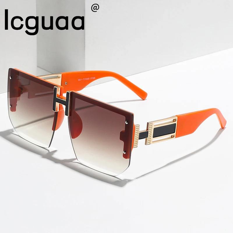 

Очки солнцезащитные женские квадратные большого размера, стильные роскошные солнечные очки с черной леопардовой оправой, 2022