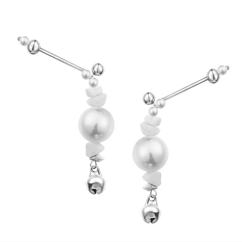 Серьги HUANZHI в виде белого мятого камня металлические шариковые серьги