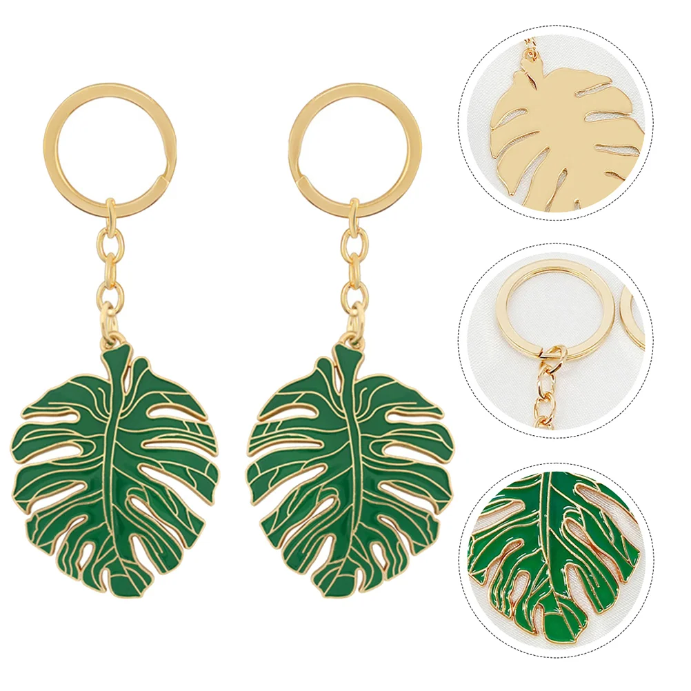 

3 Pcs Monstera Leaf Keychain Rings Hollow Norse Decor Ornament Charm Hanging Decoration Bag Alloy Purse