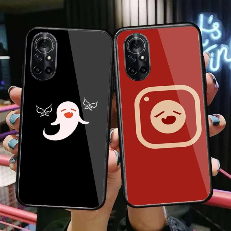 

Забавный чехол для телефона Ху Тао для Huawei P50 P40 P30 P20 Pro Mate 40 30 20 Pro Nova 9 8 7 PC стеклянный чехол для телефона