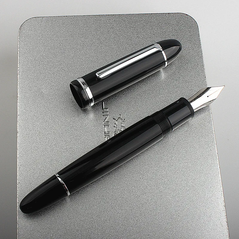 Ручка перьевая Jinhao X159 черная акриловая серебряная с зажимом Роскошная деловая