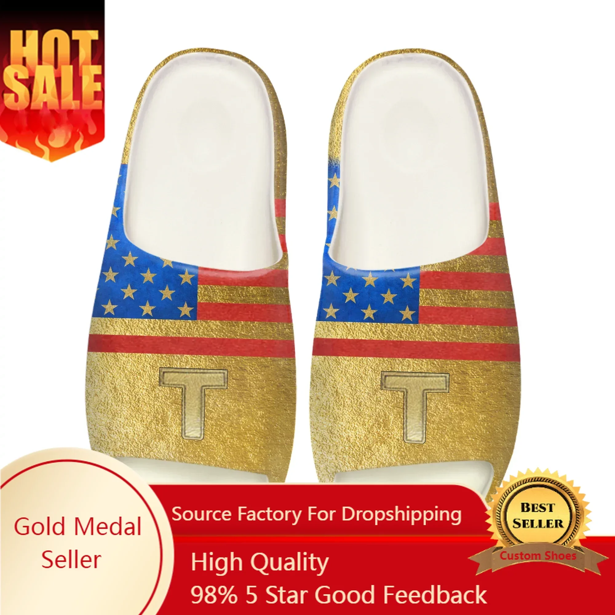 Тапочки на мягкой подошве Trump 2024 домашние сабо обувь для воды Never Surrender мужские и