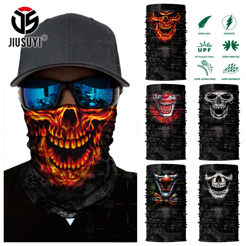 

Scarf Halloween Summer Skull Mask Joker Clown Tube Neck Cover Face Scarves Bicycle Motorcycle Sport Bandana Headband Headscarf