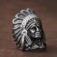 vintage indian chief rings for men 316l stainless steel biker mens ring huge punk hip hop ring fashion jewelry gift