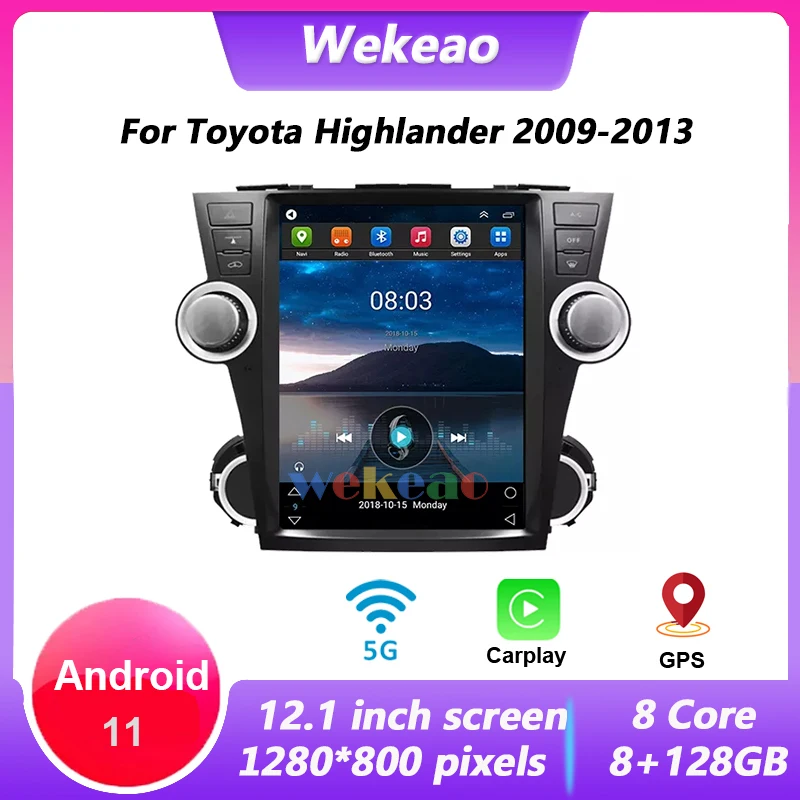 

Wekeao вертикальный экран Тесла стиль Android 11 автомобильное радио для Toyota Highlander 2009-2019 Авто GPS Навигация стерео 4G