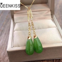 qeenkiss eg5240 fine jewelry wholesale fashion woman bride mother birthday wedding gift water drop jade 24kt gold drop earrings