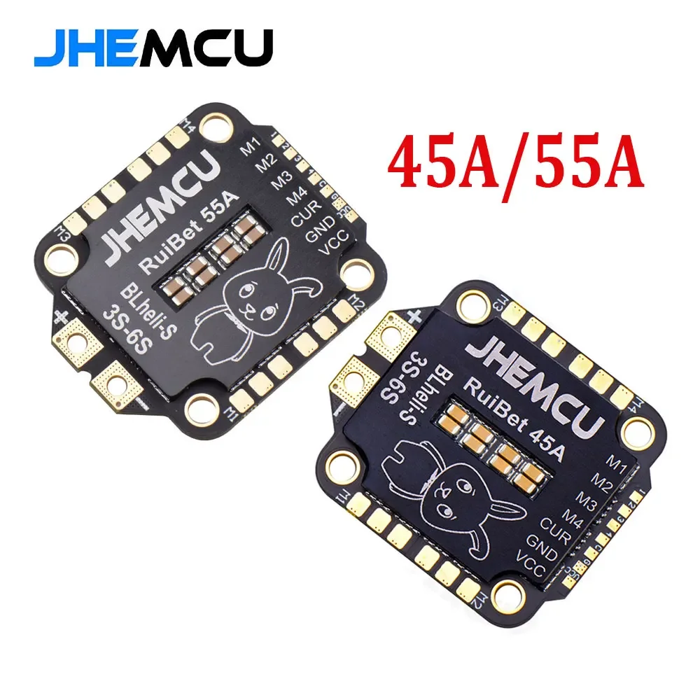 Фото Бесколлекторный регулятор скорости BoMaSJHEMCU RuiBet 45A/55A ESC Bluejay Dshot600 4-в-1 3-6S 30.5X30.5 M4 для RC FPV дронов и контроллеров полета фристайл №2