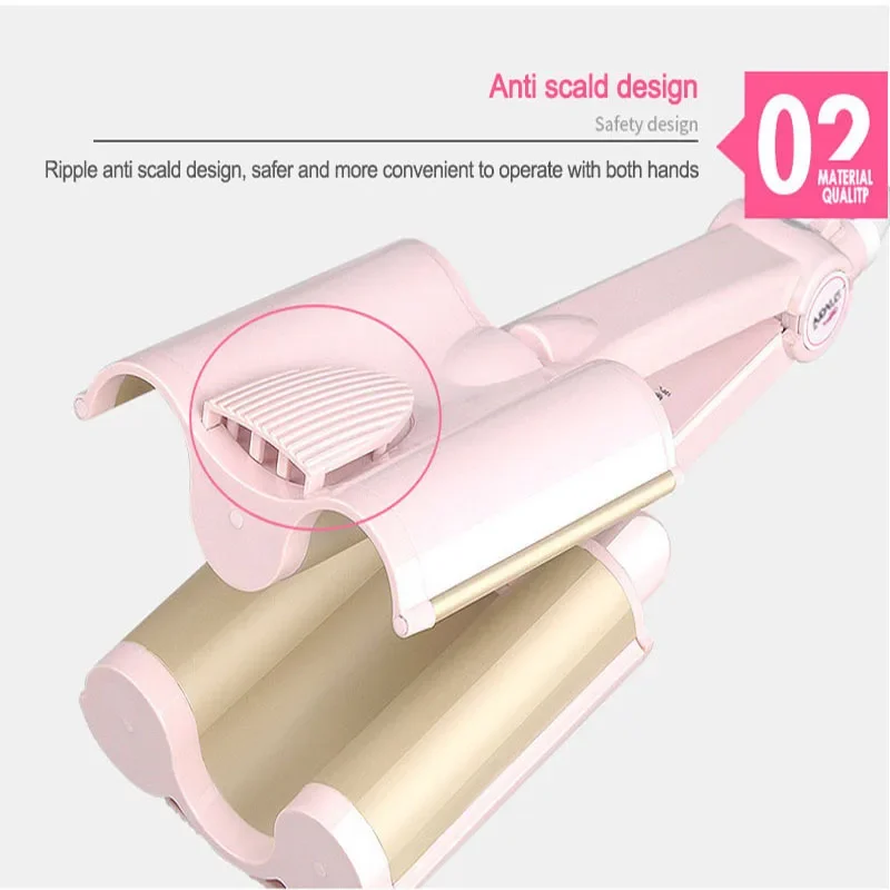 Пушистые щипцы для завивки волос керамические трехтрубные противоожоговые