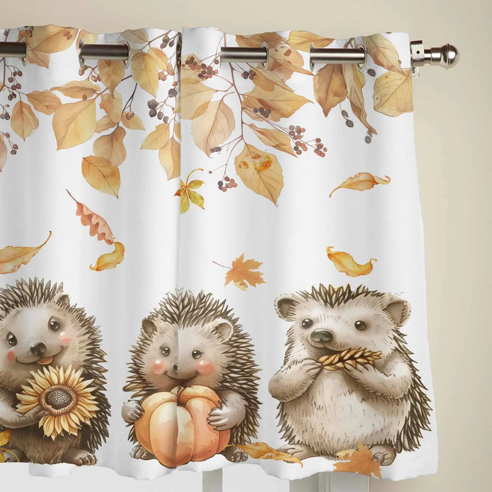Осенние современные оконные шторы с листьями тыквой грибом ежиком занавески для